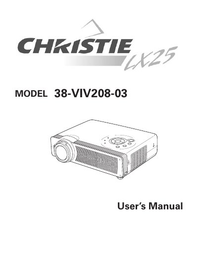 CHRISTIE LX25 38-VIV208-03 user manual - cover page