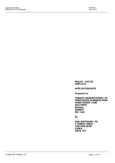 Trident 240128 Display Module Application Note - cover page