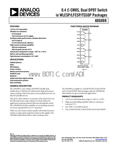 Analog Devices ADG888 Datasheet - cover page