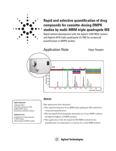 Agilent 1200/6410 LC/MS Application Note for DMPK Quantification