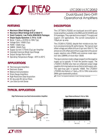 Linear Technology LTC2051/LTC2052 Datasheet - cover page