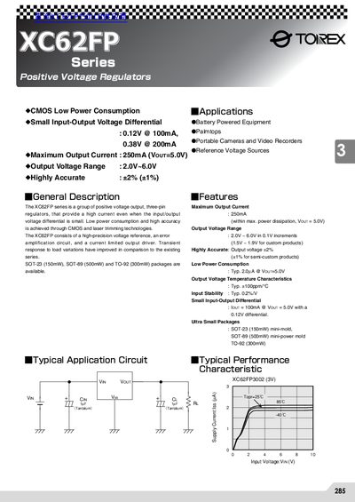 Torex XC62FP Series Voltage Regulator Datasheet - cover page