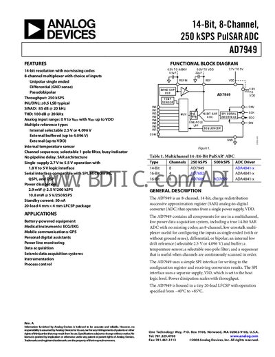 Analog Devices AD7949 Datasheet - cover page