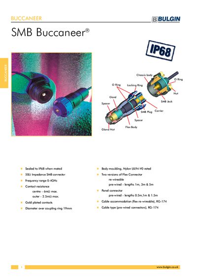 Bulgin SMB Buccaneer Product Leaflet - cover page