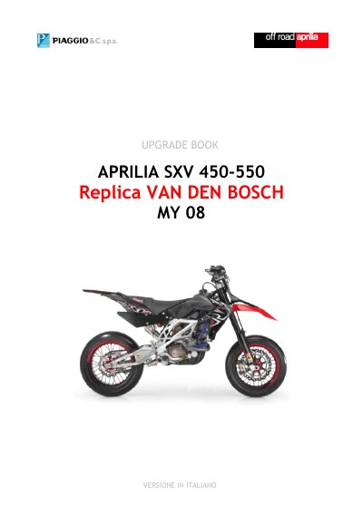 Aprilia SXV 450-550 Replica Van Den Bosch Service Manual - cover page