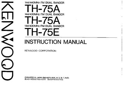 Kenwood TH-75A User Manual - cover page