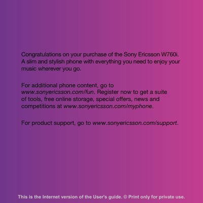 Sony Ericsson W760i User Manual - cover page