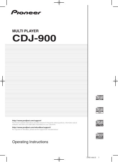Pioneer CDJ-900 Multi Player Operating Instructions - cover page