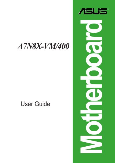 ASUS A7N8X-VM/400 Motherboard User Guide - cover page