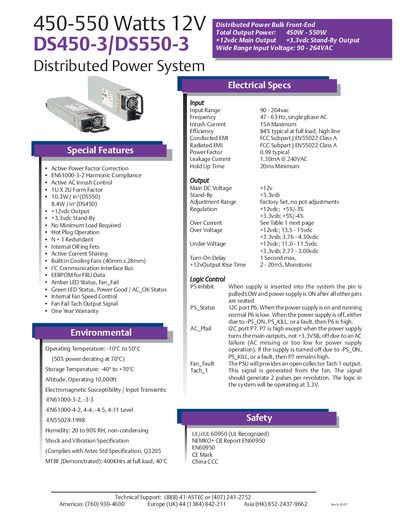 Astec DS450-3 / DS550-3 Distributed Power System Manual - cover page