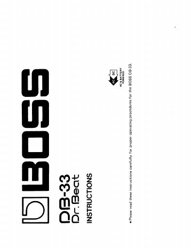 BOSS DB-33 Manual - cover page