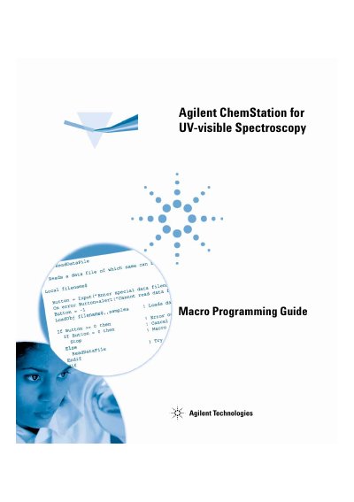 Agilent ChemStation for UV-visible Spectroscopy Macro Programming Guide - cover page