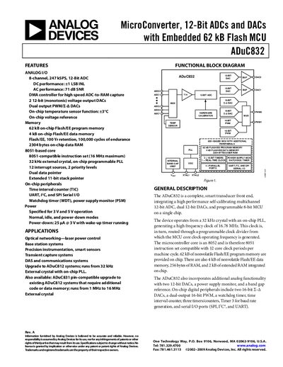 Analog Devices ADuC832 Product Handbook
