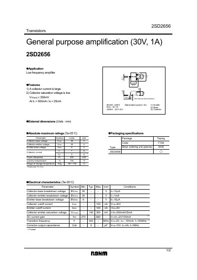 ROHM 2SD2656 Datasheet - cover page