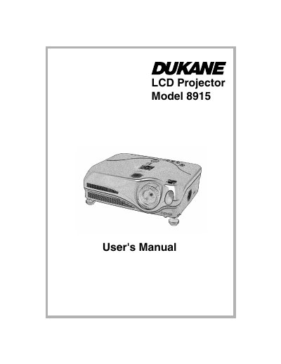 Dukane 8915 LCD Projector User's Manual - cover page