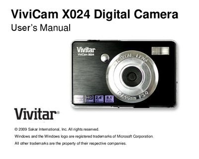 Vivitar X024 Digital Camera User Manual - cover page