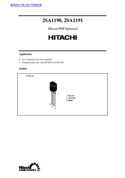Hitachi 2SA1190 and 2SA1191 Datasheet - cover page
