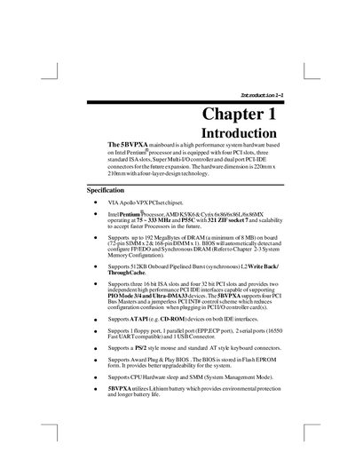 VIA S5BVPXA Mainboard User Manual - cover page