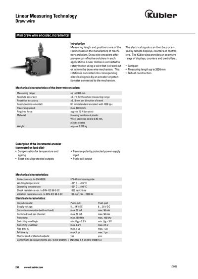 Kubler Mini Draw Wire Encoder User Manual - cover page