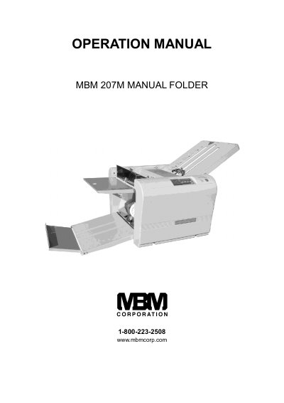 MBM 207M Manual Paper Folder Operation Manual - cover page