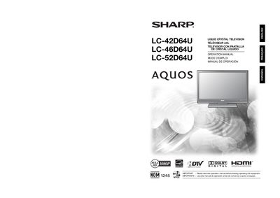 Sharp LC-42D64U/LC-46D64U/LC-52D64U Television User Manual