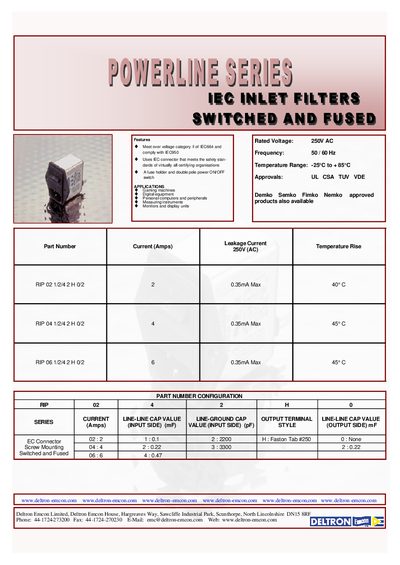 Deltron Emcon RIP 02 4 2 0 Part Number Configuration Manual - cover page