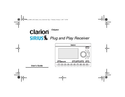 Clarion Calypso Sirius Plug and Play Receiver User's Guide - cover page