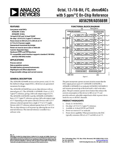 Analog Devices AD5629R/AD5669R DAC Datasheet - cover page