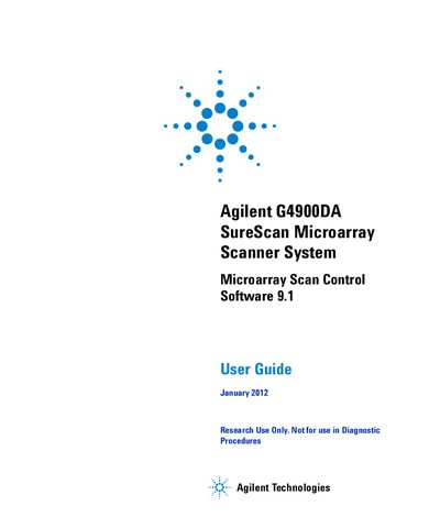 Agilent G4900DA SureScan Microarray Scanner System User Guide - cover page