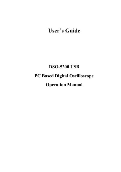 Dingyang DSO-5200 USB Digital Oscilloscope User Guide - cover page