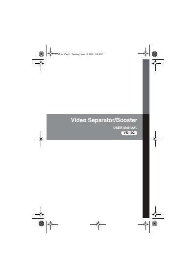 ATEN VS-102 Video Separator/Booster User Manual - cover page