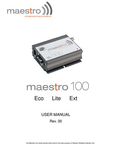 maestro maestro100 Eco Lite Ext USER MANUAL