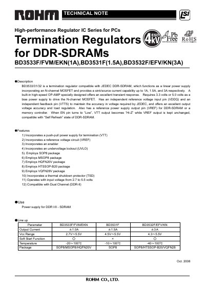 ROHM BD3533FVM Datasheet - cover page