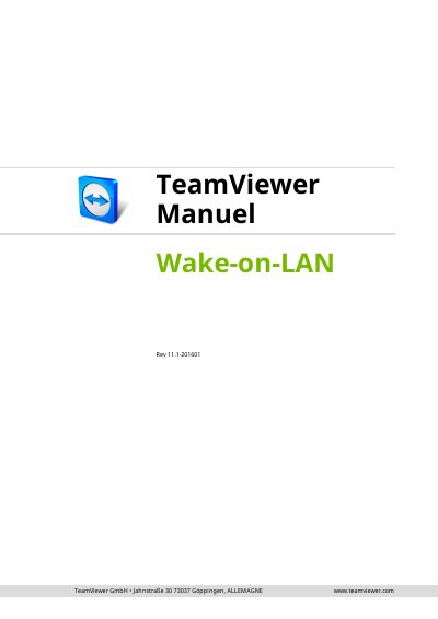 TeamViewer Wake-on-LAN User Guide - cover page