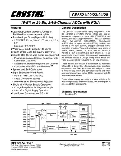 Cirrus Logic CS5521/22/23/24/28 Datasheet