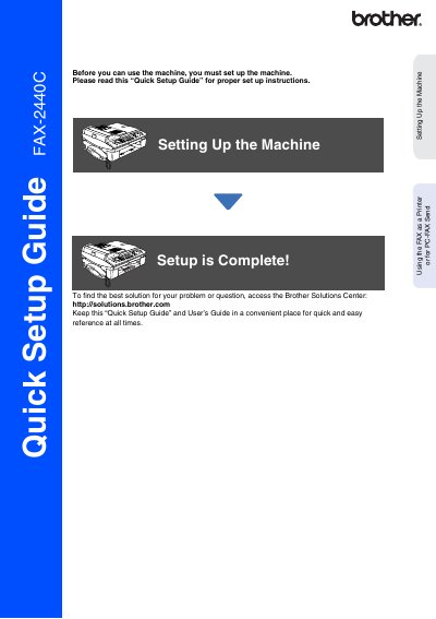 Brother FAX-2440C Quick Setup Guide - cover page