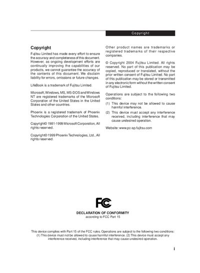 Fujitsu LifeBook User Manual - cover page