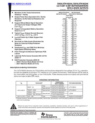 Texas Instruments SN54LVTH162244/SN74LVTH162244 Datasheet - cover page