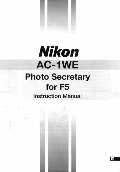 Nikon AC-1WE Photo Secretary for F5 User Manual - cover page