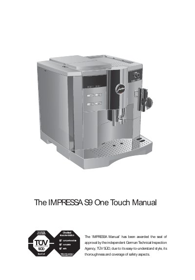 JURA IMPRESSA S9 One Touch User Manual - cover page