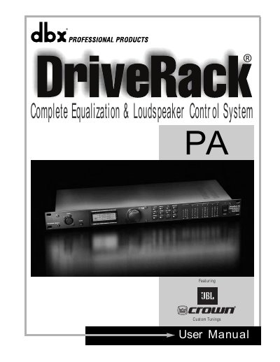 dbx DriveRack PA User Manual - cover page