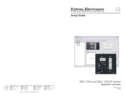 Extron MLC 104 and MLC 104 IP Series MediaLink Controllers Installation Guide - cover page