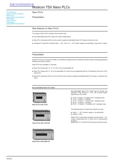 Schneider Electric Modicon TSX Nano PLC Presentation - cover page