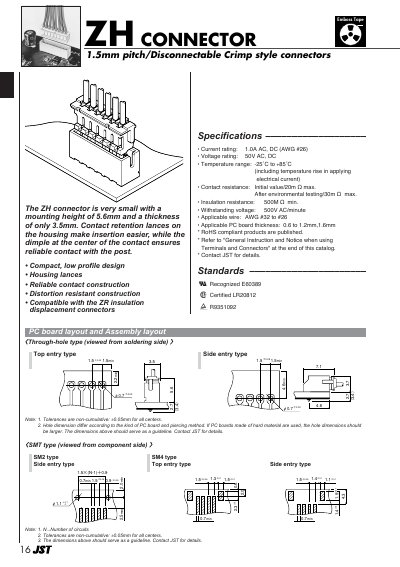 JST ZH Connector Product Leaflet - cover page