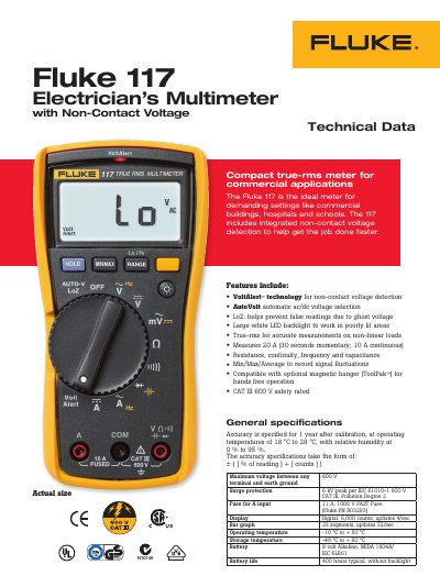 Fluke 117 Electrician’s Multimeter User Manual - cover page