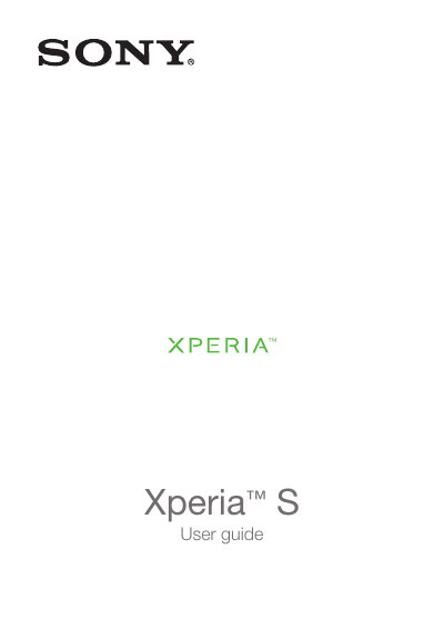 Sony Xperia S User Manual - cover page
