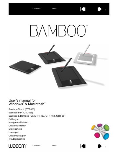 Wacom Bamboo Tablet User Manual for Windows and Macintosh - cover page