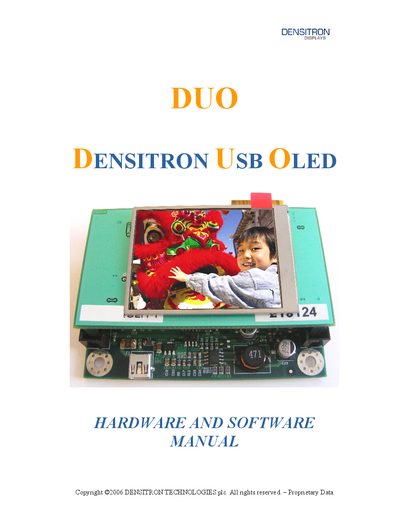 Densitron DUO Hardware and Software Manual - cover page
