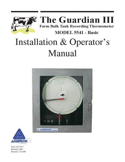Anderson Guardian 5541 Recording Thermometer User Manual - cover page