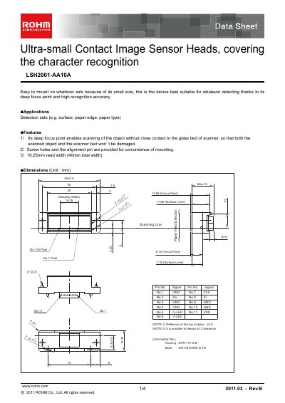 ROHM LSH2001-AA10A Datasheet - cover page